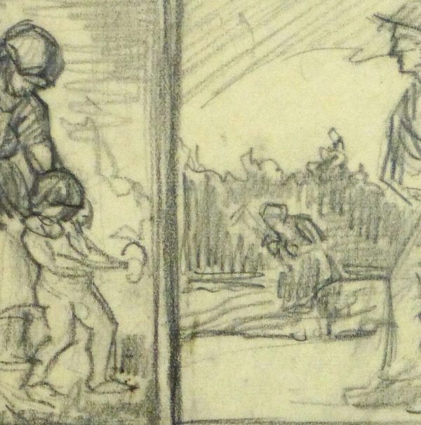 Drawing- Expressive Triptych, Circa 1930-detail 2-9212K