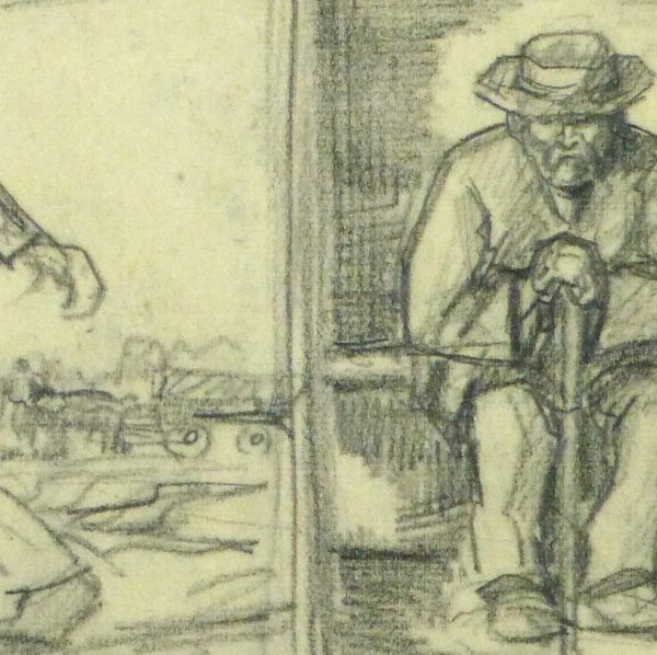 Drawing- Expressive Triptych, Circa 1930-detail-9212K