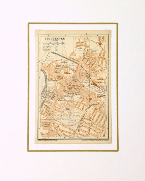 Gloucester England Map, 1927-matted-9344K