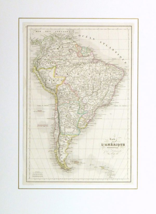 South America Map, 1843-matted-9386K