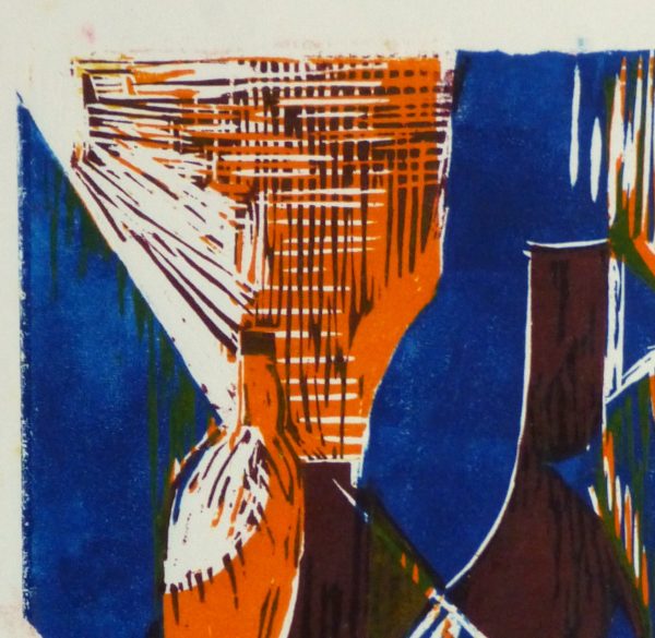 Still Life Woodcut - Vases, Circa 1970-detail 2-10461M