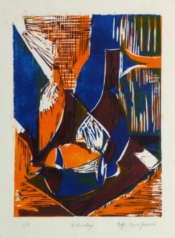 Still Life Woodcut - Vases, Circa 1970-main-10461M