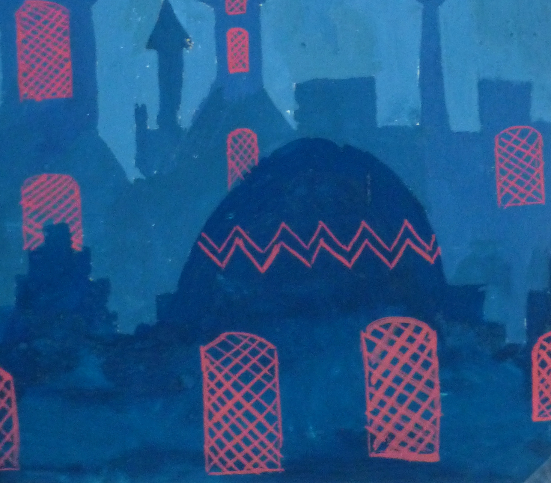 Acrylic- Orient Skyline, Circa 1970-detail-10476M