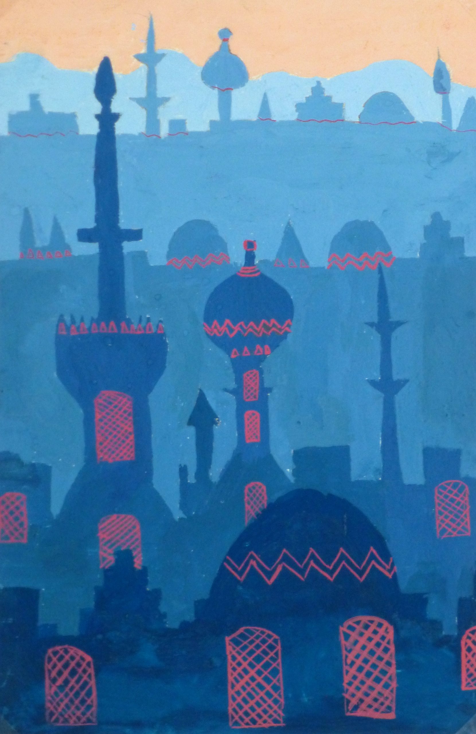 Acrylic- Orient Skyline, Circa 1970-main-10476M
