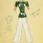 Gouache & Ink Fashion Sketch - Green Pocket Blouse, Circa 1950-main-10506M