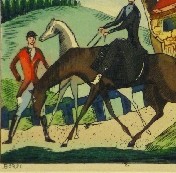 Etching- The Hunting Party, Circa 1920-detail 2-10528M