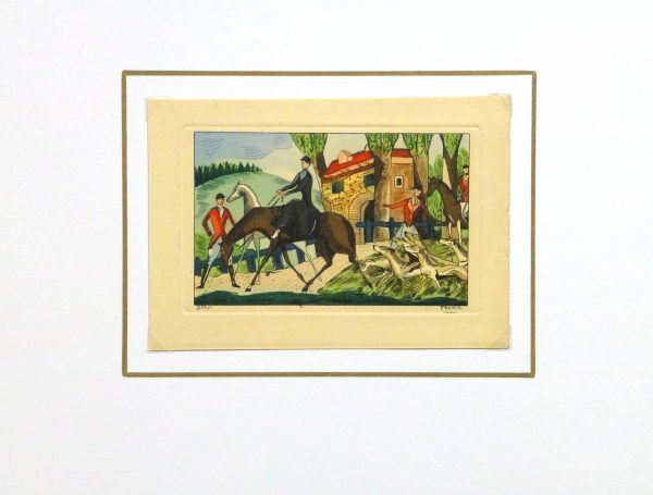 Etching- The Hunting Party, Circa 1920-matted-10528M