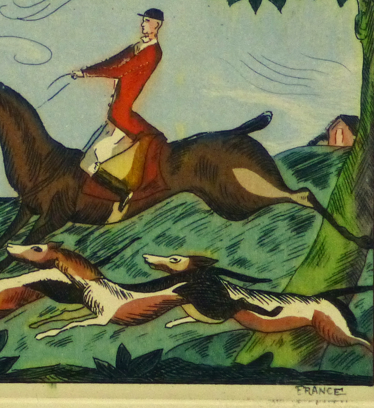 Etching- The Pursuit, Circa 1920-detail 2-10529M