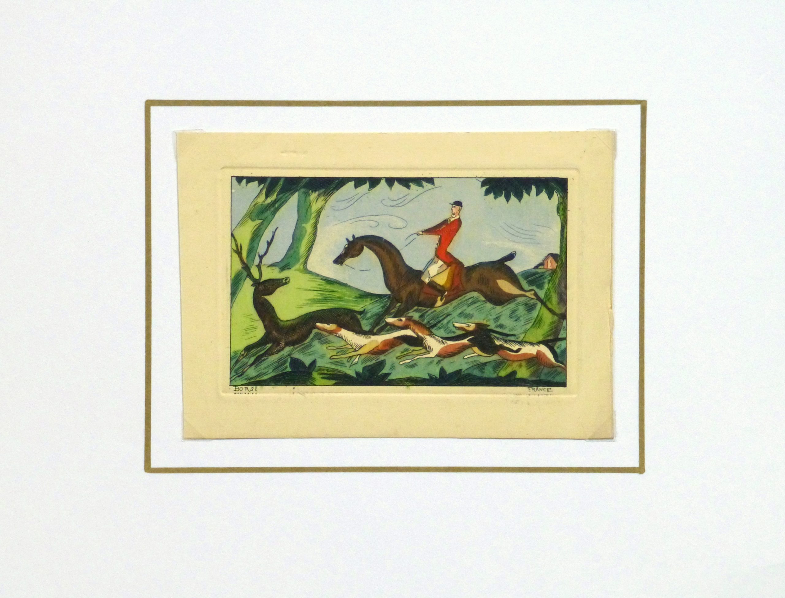 Etching- The Pursuit, Circa 1920-matted-10529M
