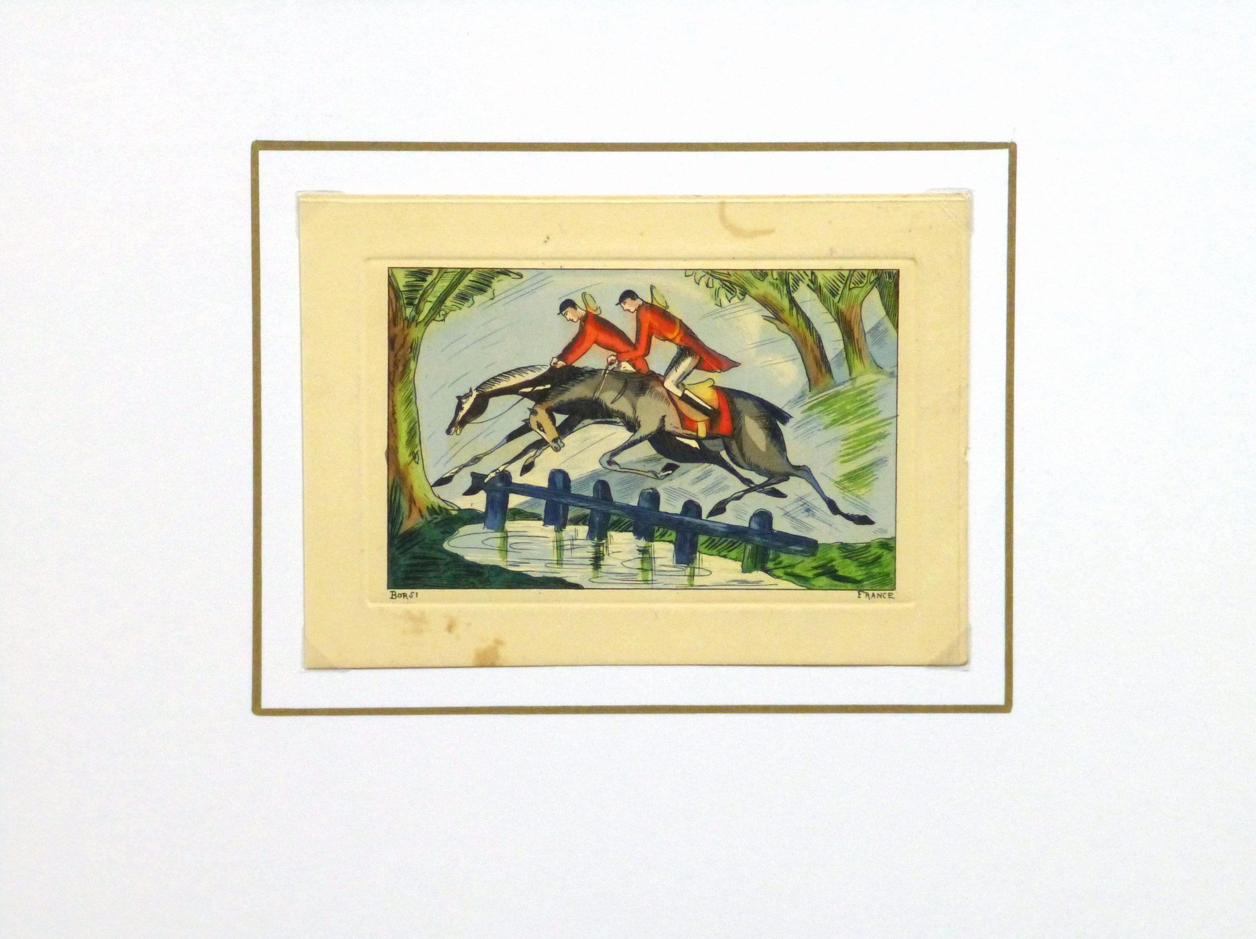 Etching- English Hunters, Circa 1920-matted-10531M