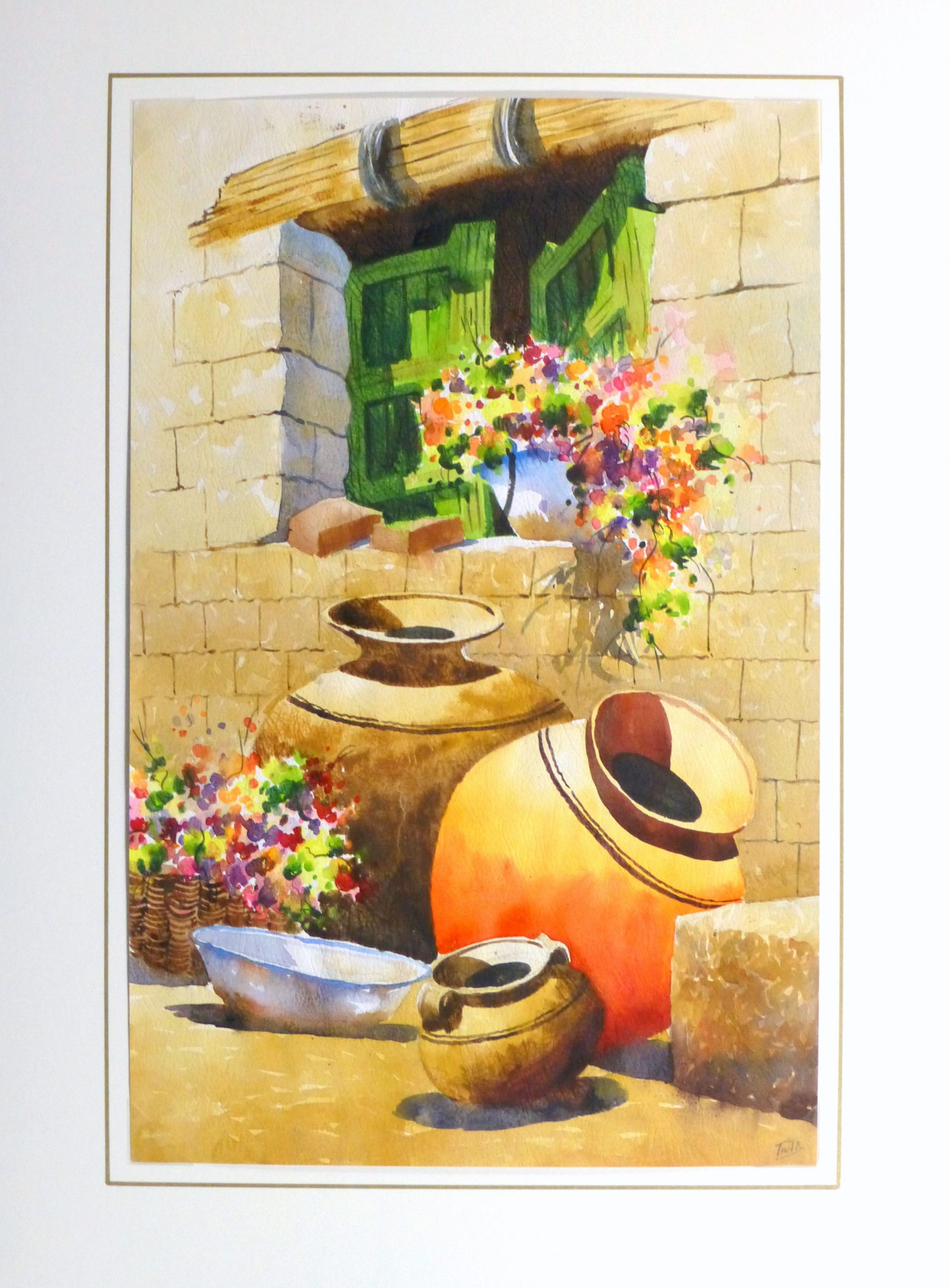 Watercolor Still Life - Peruvian Pottery 2011-matted-10533M
