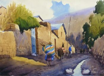 Watercolor Landscape - Village Road, 2011-main-10538M