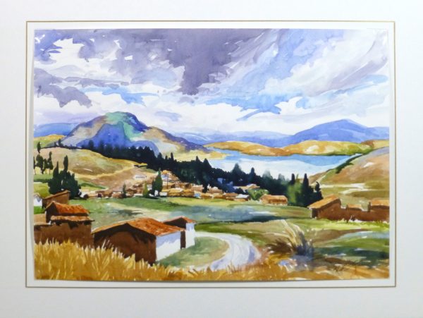 Watercolor Landscape - Lakeside Village, 2011-matted-10539M