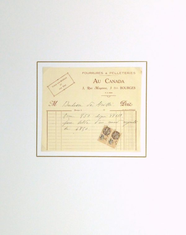 Duchess of Maillé Furs Receipt, Circa 1920-matted-10564M