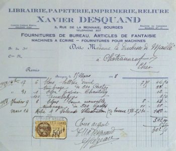 Duchess of Maillé Book Receipt, 1928-main-10566M