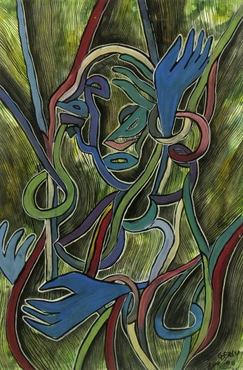 Abstract Ink & Gouache - Hands, 1990-main-5955G