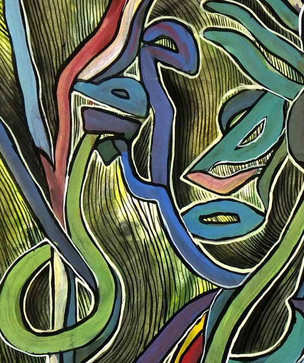 Abstract Ink & Gouache - Hands, 1990-detail-5955G