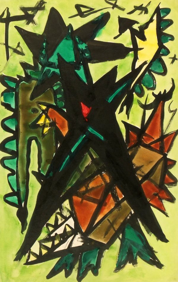Watercolor Abstract - Geometric Jungle, Circa 1960-main-5981G