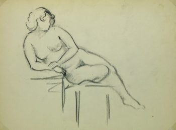 Charcoal Drawing - Reclining Nude, Circa 1930-main-6049G