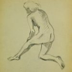 Charcoal Drawing - Female Nude Kneeling, Circa 1930-main-6055G