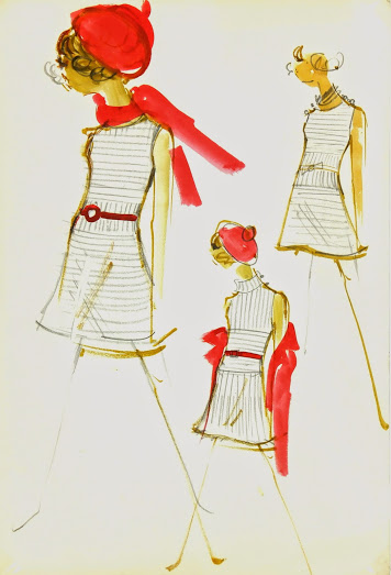 Balmain Fashion Sketch - Sleeveless Dress, Circa 1960-main-7062G