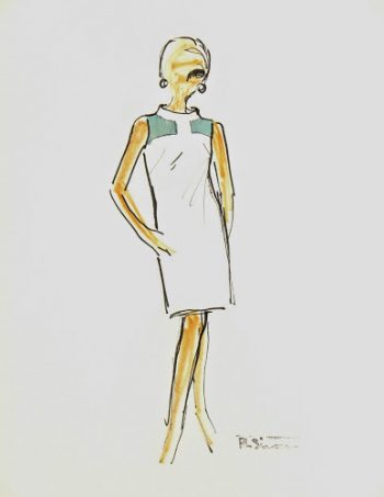 Sleeveless Mod Dress Fashion Sketch, Circa 1960-main-7137G