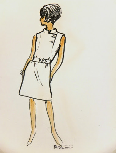 Casual Sleeveless Dress Fashion Sketch, Circa 1960-main-7146G