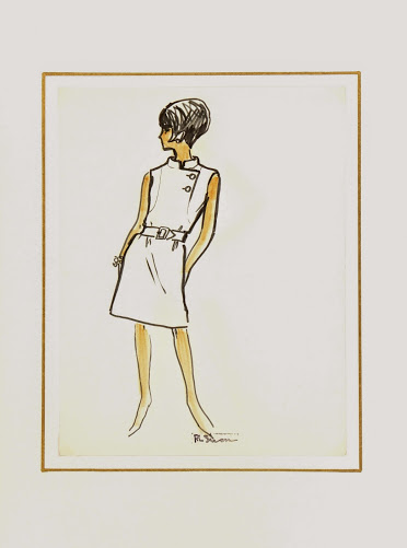 Casual Sleeveless Dress Fashion Sketch, Circa 1960-matted-7146G