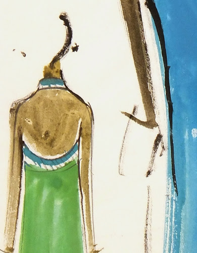 Balmain Fashion Sketch - Halter Neck Gown, Circa 1960-detail-7153G