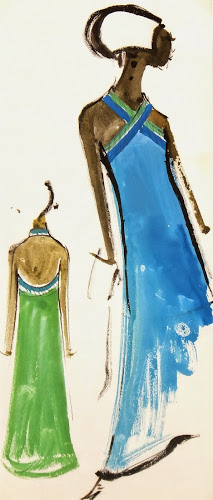 Balmain Fashion Sketch - Halter Neck Gown, Circa 1960-main-7153G