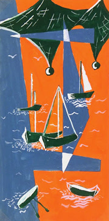 Abstract Gouache -Seascape, Circa 1950-main-7523G