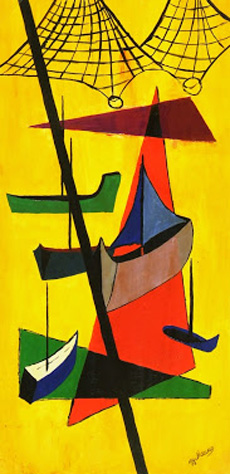 Abstract Gouache -Fishing Boats, Circa 1950-main-7524G