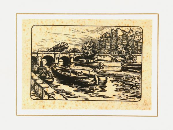 Woodcut - On the River, 1922-matted-7538G