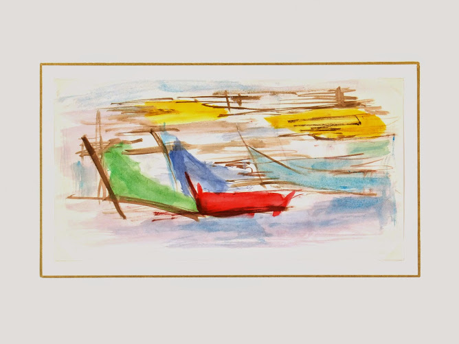 Watercolor Abstract - Boats-matted-7540G