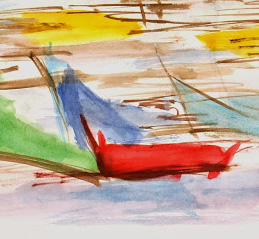 Watercolor Abstract - Boats-detail-7540G