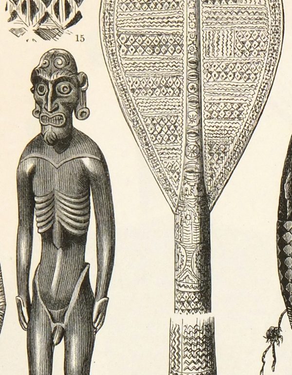 Pacific Islander Culture Print, Circa 1880-detail-7423K