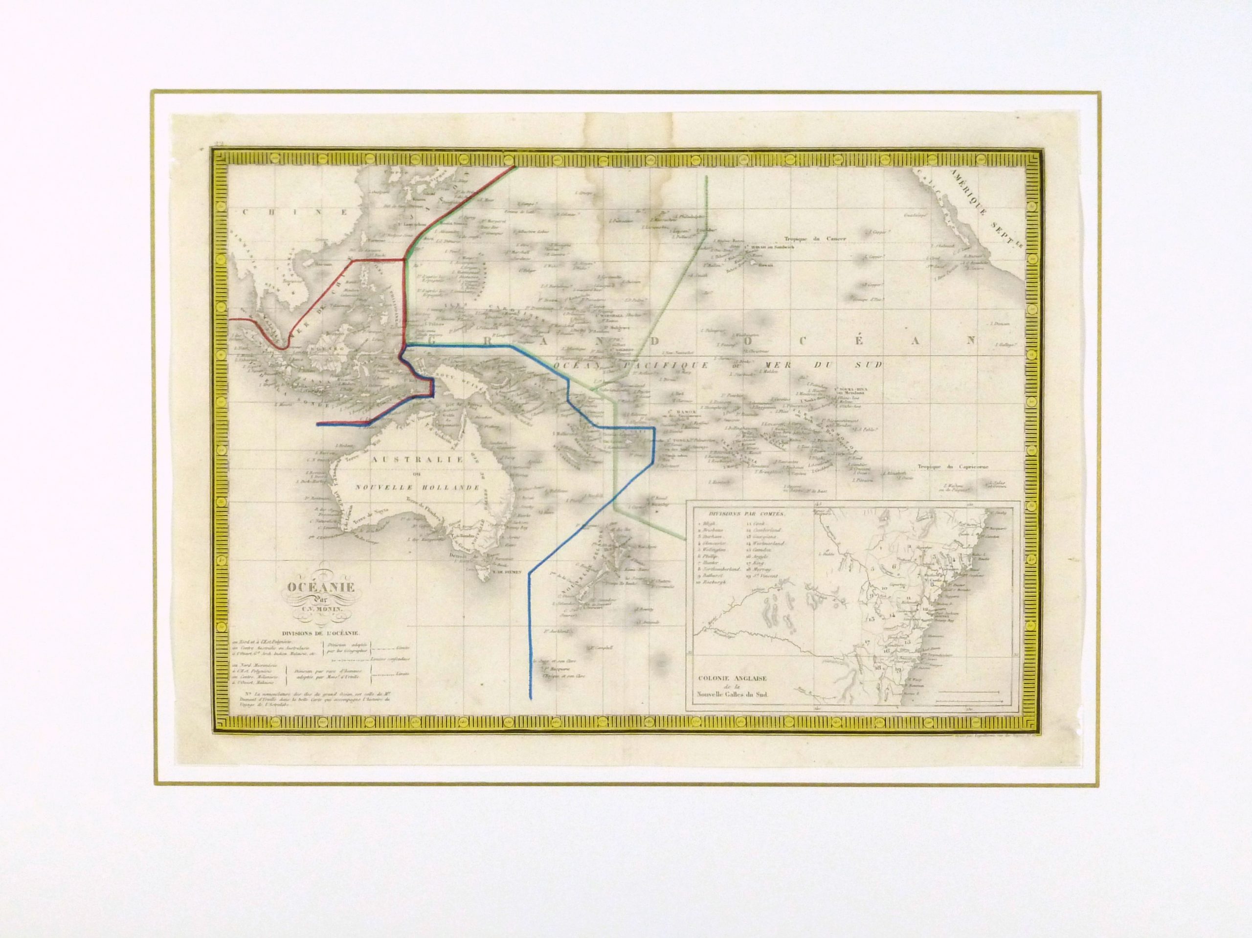 Pacific Ocean Map, 1842-matted-8829K