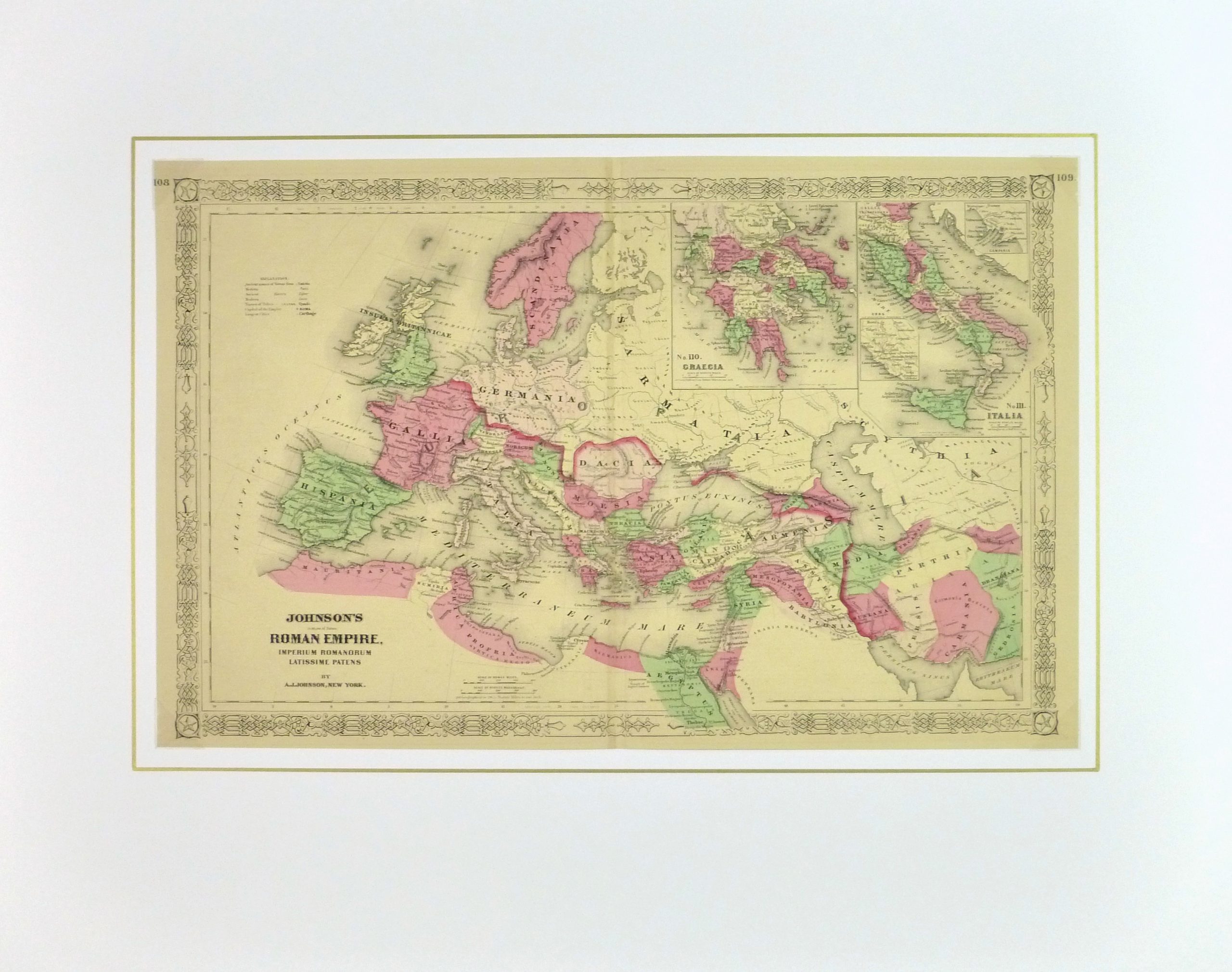 Roman Empire Map, 1868-matted-9361K