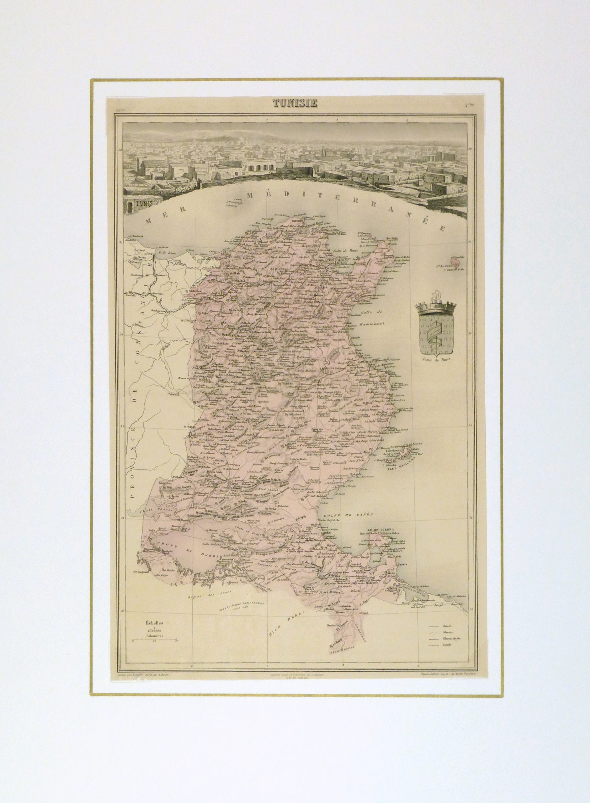 Tunisia Map, 1904-matted-9366K