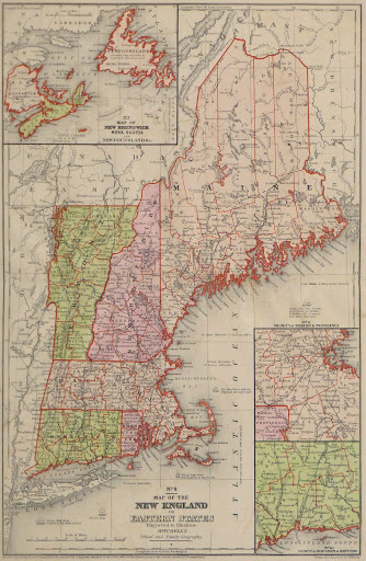 Vintage New England Map, 1860-main-9472K