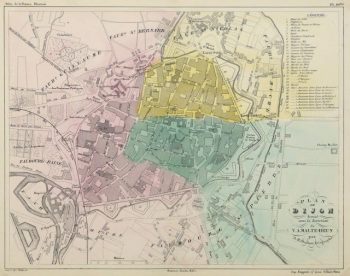 Map of Dijon France, Circa 1850-main-9481K