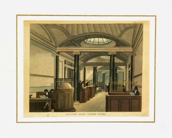 English Coffee Shop Engraving, Circa 1811-matted-K4982