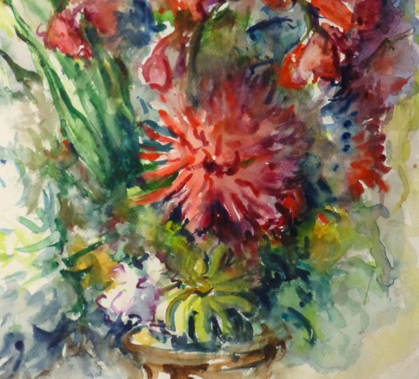 Watercolor Still Life - Brilliant Bouquet, Circa 1960-detail-10716M