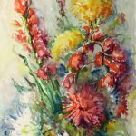 Watercolor Still Life - Brilliant Bouquet, Circa 1960-main-10716M