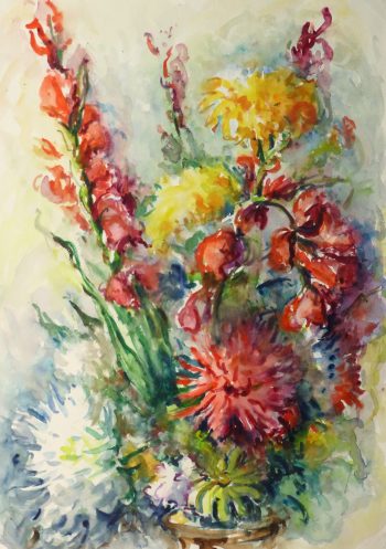 Watercolor Still Life - Brilliant Bouquet, Circa 1960-main-10716M