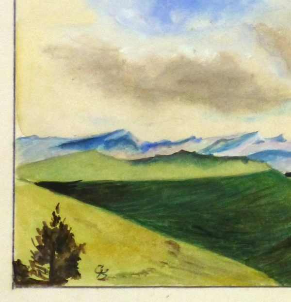 Watercolor Landscape - Mountain Overlook, 1980's-detail 2-10725M