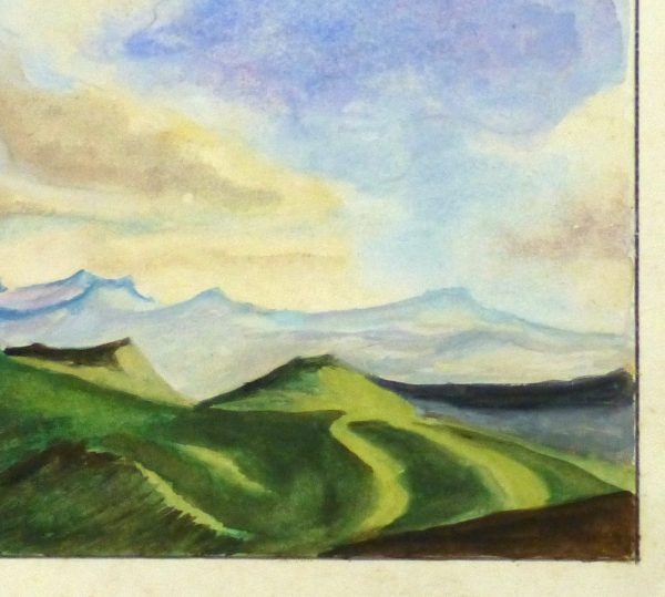 Watercolor Landscape - Mountain Overlook, 1980's-detail-10725M