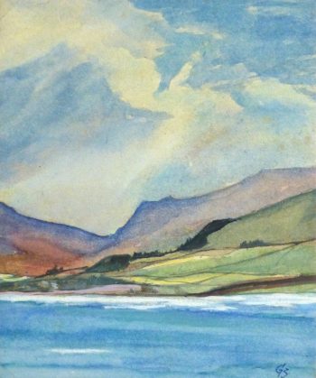 Watercolor Landscape - Mountain Shores, 1980's-main-10726M