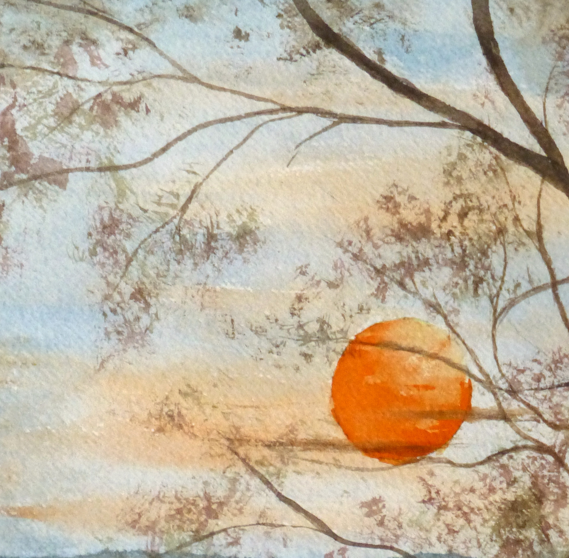 Watercolor Landscape- Twilight Lake, Circa 1970-detail 2-10728M