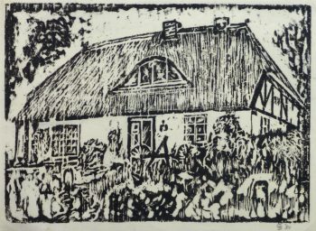 Woodblock- Thatched Cottage, 1980